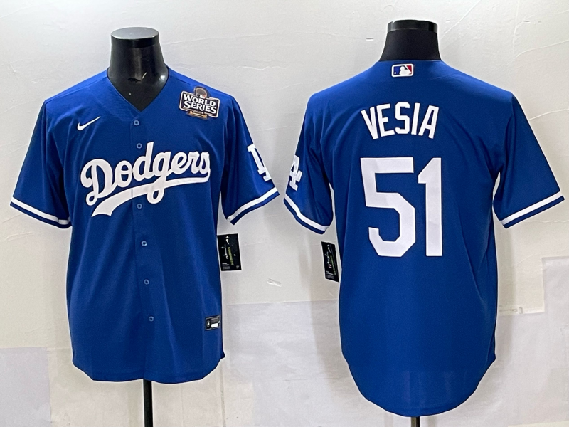 Men Los Angeles Dodgers 51 Vesia Blue Nike MLB 2025 Jersey style 05